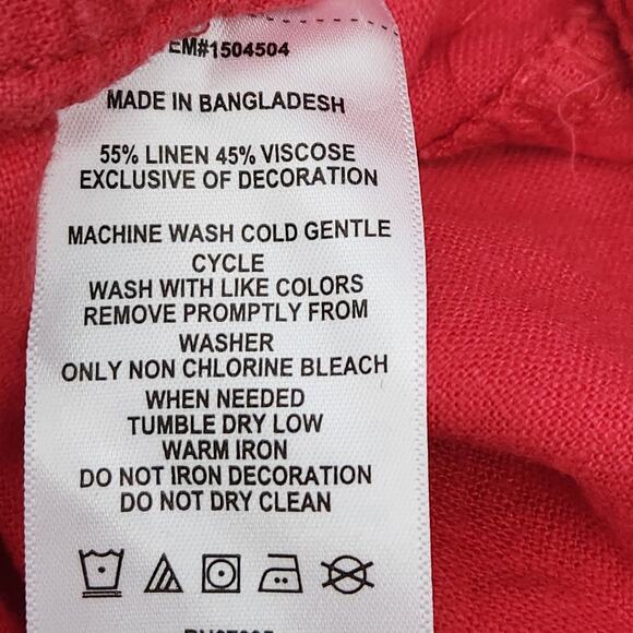 Nautica Red Drawstring Waist Slashed Pockets Shorts Large Lightweight Soft Linen - Picture 5 of 5